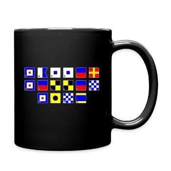 Wasser Wellen Wind im Flaggenalphabet - Tasse einfarbig - Schwarz - Rechts