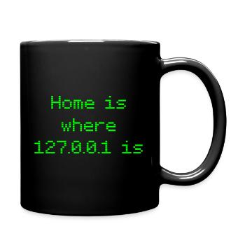 Nerd saying "Home is where 127.0.0.1 is" - green - Full Colour Mug - black - Right