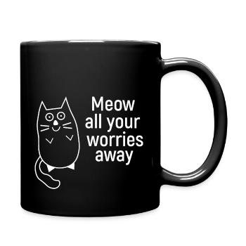 Meow all your worries away - Full Colour Mug - black - Right