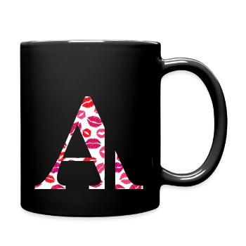 Lettre a bisous - Mug uni - noir - Droite
