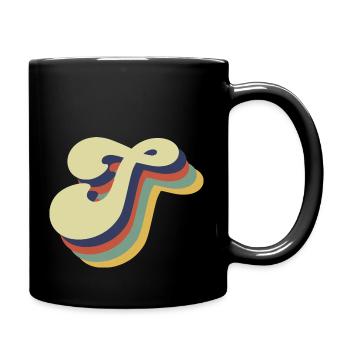 Retro Letter T - Full Colour Mug - black - Right