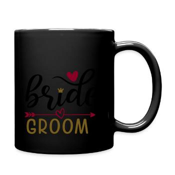 Braut & Bräutigam: Hochzeitsfeier - Tasse einfarbig - Schwarz - Rechts