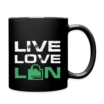 Live Love Lan IT Tech Network Admin Administration - Tasse einfarbig - Schwarz - Rechts