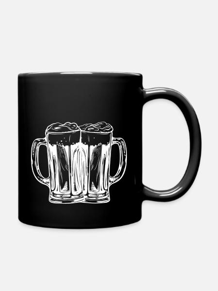 Bier Anstoßen Bierkrug - Tasse einfarbig - Schwarz