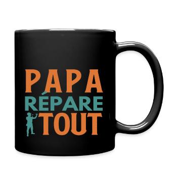 Papa répare tout - Mug uni - noir - Droite