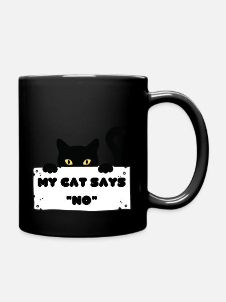 My Cat says no - Full Colour Mug - black