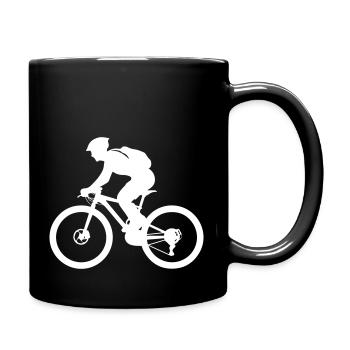 Mountain Bike Bicycle Man Silhouette - Full Colour Mug - black - Right