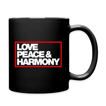 Typo Love Peace Harmony Kontur 2C - Tasse einfarbig - Schwarz - Rechts