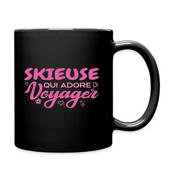 Skieuse globe-trotteuse passionnée de voyages - Mug uni - noir - Droite