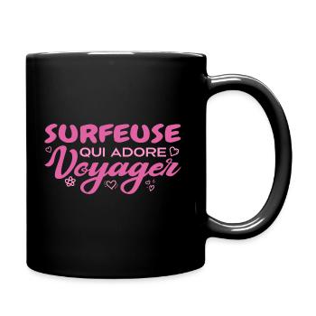 Surfeuse globe-trotteuse passionnée de voyages - Mug uni - noir - Droite