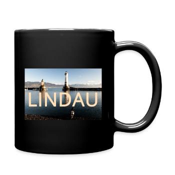 Lindau Taube sonnig Februar Wasser Alpen - Tasse einfarbig - Schwarz - Rechts