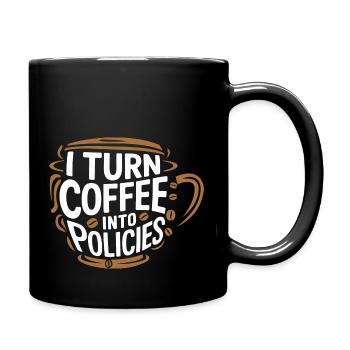 Coffee meets insurance – with humor - Full Colour Mug - black - Right