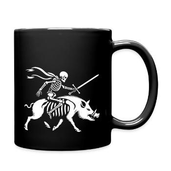 Squelette chevauchant le design du sanglier - Mug uni - noir - Droite