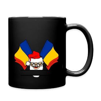 Santa Claus flag Romania name banner - Full Colour Mug - black - Right
