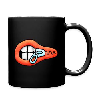 Reißverschluss Mund Illustration - Tasse einfarbig - Schwarz - Rechts