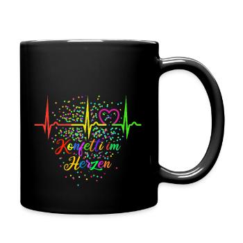 Konfetti im Herzen - Karneval - Verkleidung - Tasse einfarbig - Schwarz - Rechts