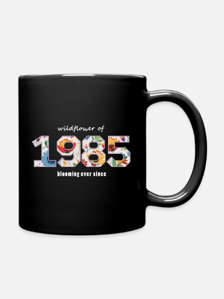 Floral 1985 - 40th Anniversary - Full Colour Mug - black