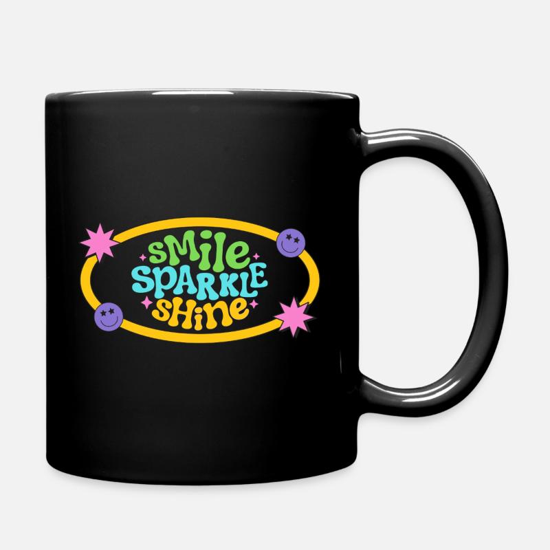 Colourful Retro Smile Text Design - Full Colour Mug - black