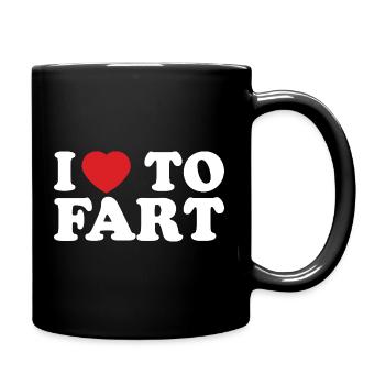 Red Heart on Black Background "I Love To Fart" - Full Colour Mug - black - Right