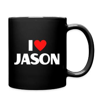 I love Jason Rotes Herz Romantischer Name Fan - Tasse einfarbig - Schwarz - Rechts