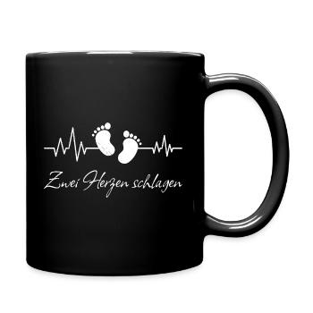 Expectant mother TWO HEARTS BEAT Funny - Full Colour Mug - black - Right