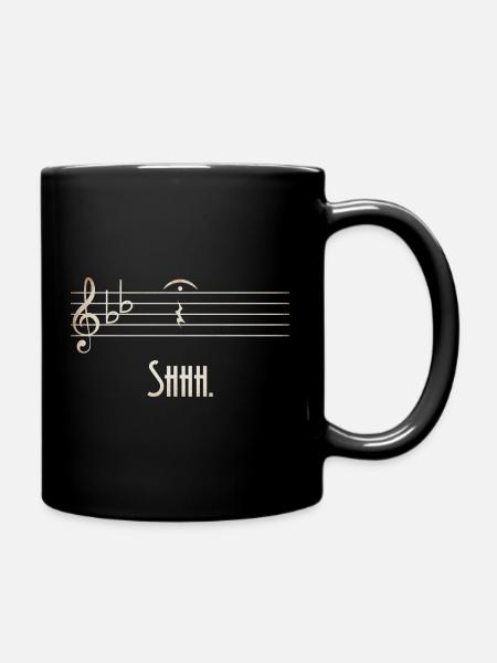 Shhh Stille Melodie Noten - Tasse einfarbig - Schwarz