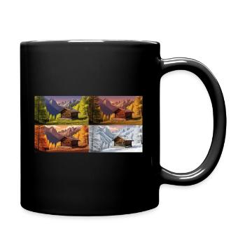 Cabane idylle dans la vallée de montagne - Mug uni - noir - Droite