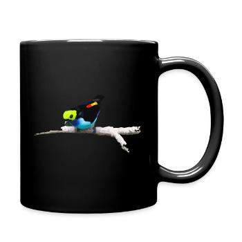 Bunter Papagei auf künstlerischem Ast - Tasse einfarbig - Schwarz - Rechts