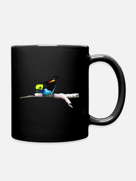 Perroquet coloré sur branche artistique - Mug uni - noir