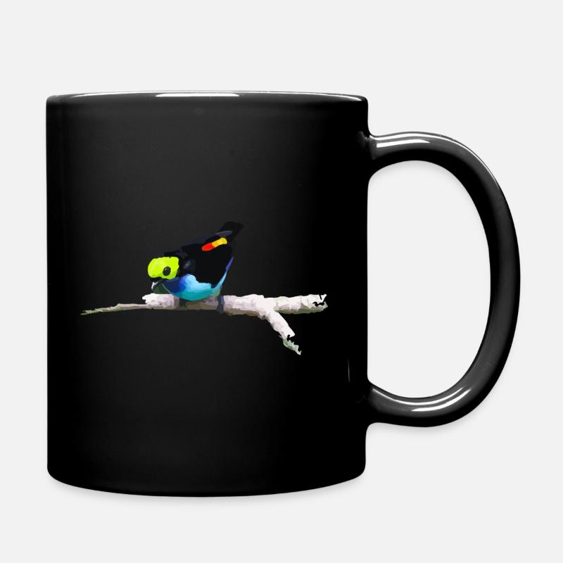 Colorful parrot on artistic branch - Full Colour Mug - black