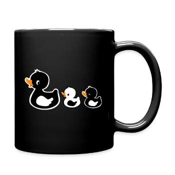 Famille de canards - Maman avec canetons Noir et blanc - Mug uni - noir - Droite