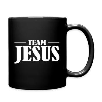 Team Jesus Schriftzug Design - Tasse einfarbig - Schwarz - Rechts