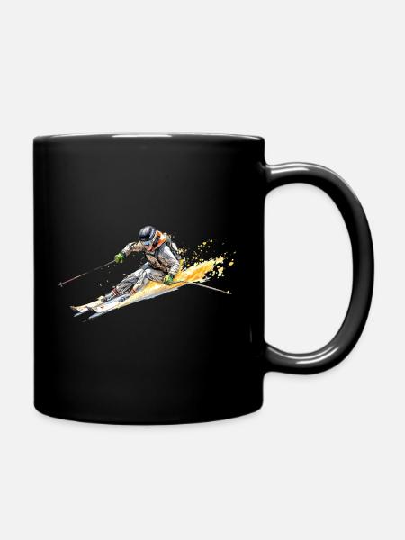 Skifahrer - Tasse einfarbig - Schwarz