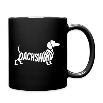 Lettrage de la silhouette du teckel - Mug uni - noir - Droite