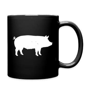 Schwein Silhouette Bauernhof Tier Vektor - Tasse einfarbig - Schwarz - Rechts