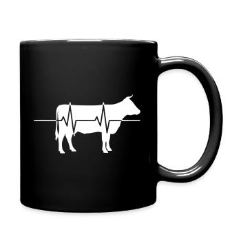 Kuh Herzschlag EKG Bauernhof Clean Vektor - Tasse einfarbig - Schwarz - Rechts