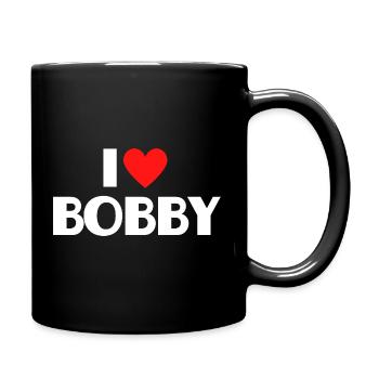 Ich liebe Bobby rotes Herz Retro Statement  - Tasse einfarbig - Schwarz - Rechts