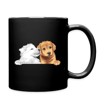 Weißer Schweizer Schäferhund und Golden Retriever - Tasse einfarbig - Schwarz - Rechts
