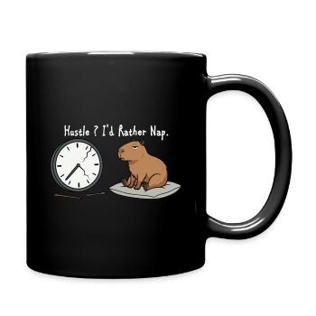 Capybara Nap Humor Broken Clock White - Full Colour Mug - black - Right