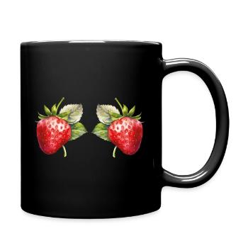Fraises Aquarelle - Mug uni - noir - Droite