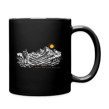 Wanderer Sonnenaufgang Destination Relief Hell - Tasse einfarbig - Schwarz - Rechts