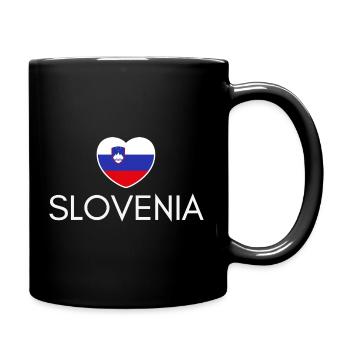 Herz mit slowenischer Flagge, ich liebe Slowenien - Tasse einfarbig - Schwarz - Rechts