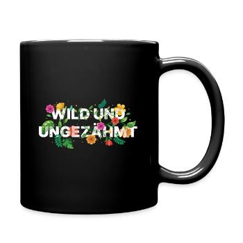Wild and untamed – Floral trend saying - Full Colour Mug - black - Right