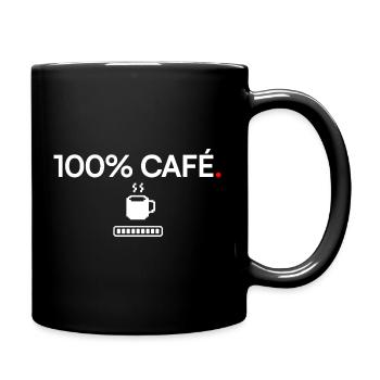 100% KAFFEE | Kaffeehumor - Tasse einfarbig - Schwarz - Rechts