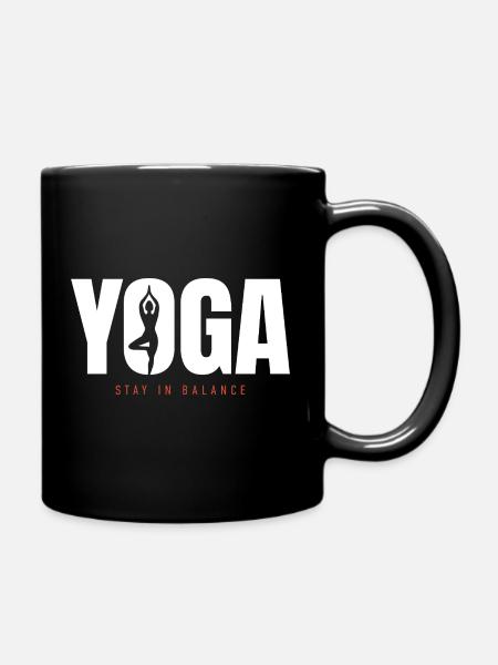 Yoga Balance – Stay in Balance Motivation - Tasse einfarbig - Schwarz