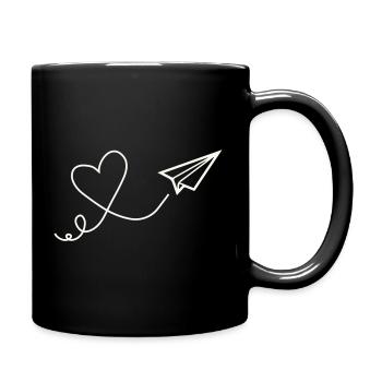 Herzflug Linienkunst - Tasse einfarbig - Schwarz - Rechts