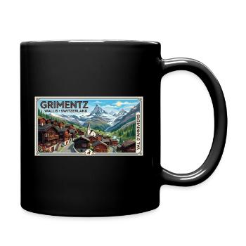 Grimentz Alpenpanorama Poster - Tasse einfarbig - Schwarz - Rechts