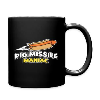 Pig Missile Maniac Funny Hot Dog Rocket Design - Full Colour Mug - black - Right
