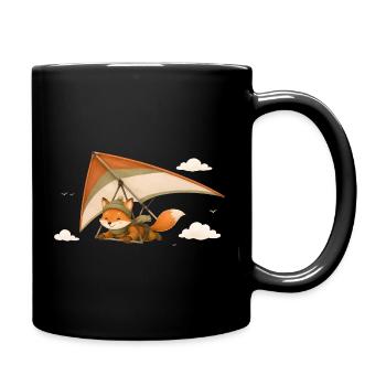 Fliegender Fuchs Cartoon Motiv  - Tasse einfarbig - Schwarz - Rechts