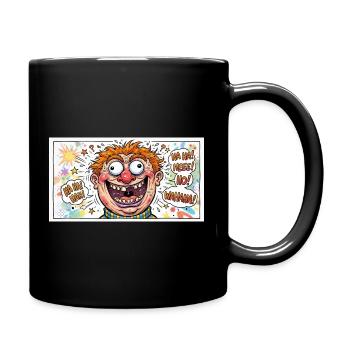 Kunterbuntes Cartoongesicht - Tasse einfarbig - Schwarz - Rechts